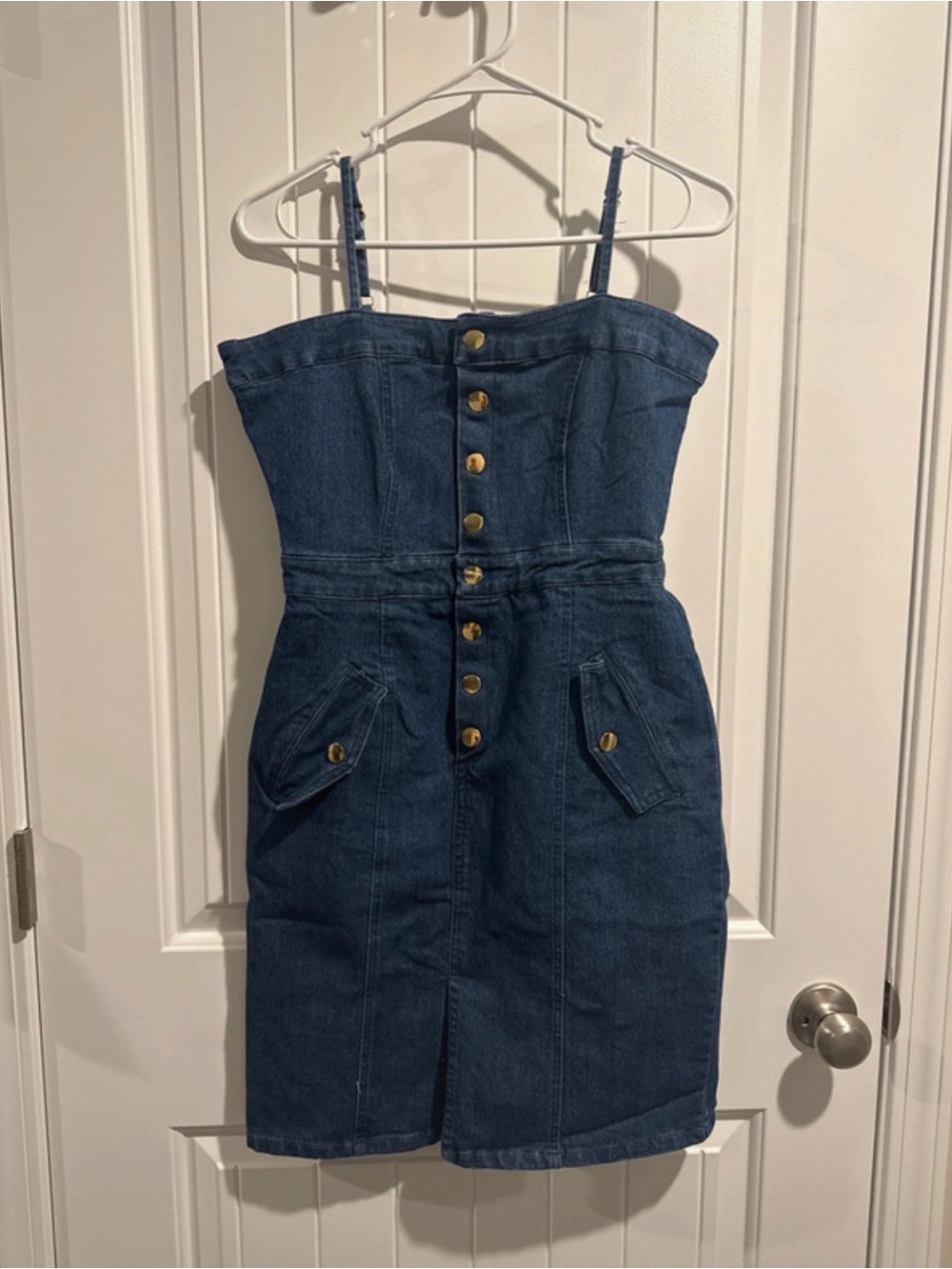 Dark Blue Denim Button-Up Dress